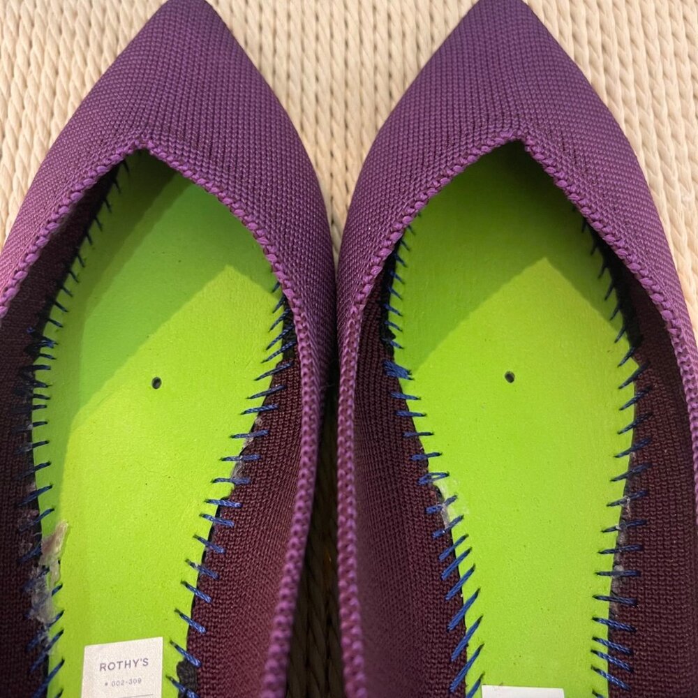 Rothys Womens Purple Pointed Toe Flats Size 10 Sustainable Quiet Luxury Shoes - Picture 6 of 11